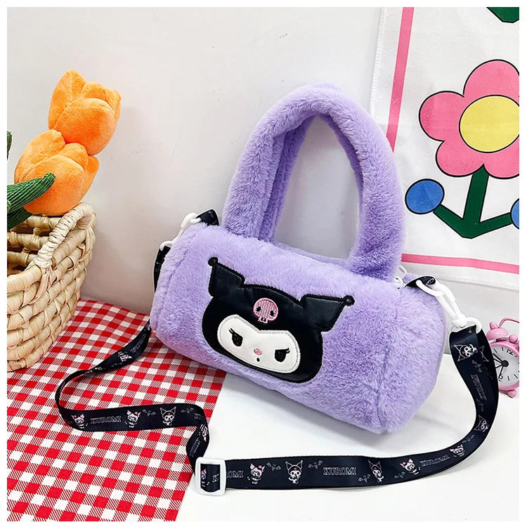 Kawaii Sanrio Plush Bag Kuromi Cinnamoroll Shoulder Ba Anime Plushies Handbag My Melody Messenger Backpack Phone Storage Gifts