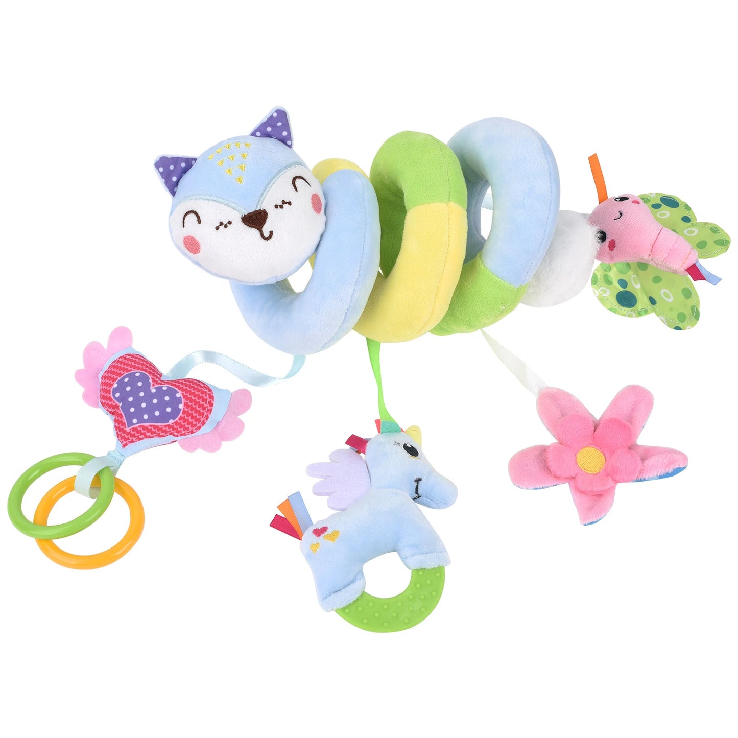 Baby Spiral Plush Hanging Toys Cute Fox Car Seat Toys Hanging Rattle Sensory Musical Toy For Infant Gift