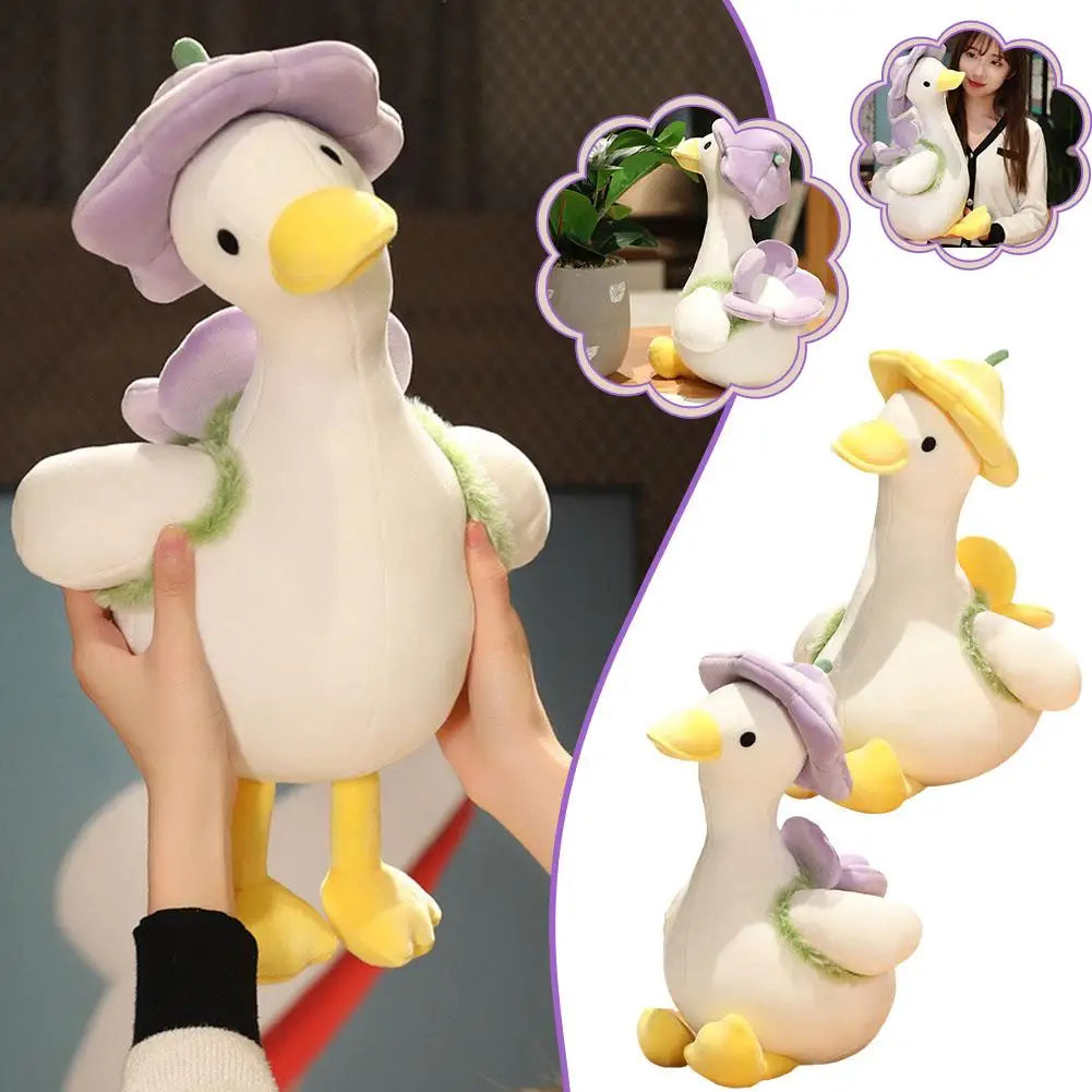 35/40cm Plush Small Yellow Duck Hat Flower Stuffed Backpack Cartoon Dolls Soft Plush Ornament Animal Car Toys Pendant T2i8