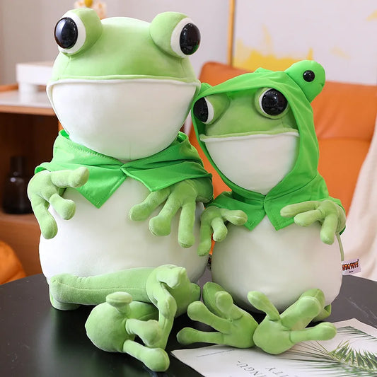 Cute Frog Plush Toy Green Hat Big Eyes Stuffed Animal Doll Funny Frog Pillow For Children Kids Birthday Gifts