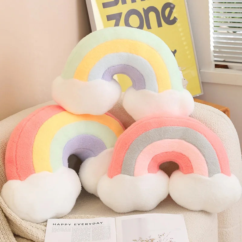 Rainbow Color Party Plush Pillow Soft Moon/Rainbow/Star Stuffed Cartoon Cushion Toy Doll Home Decoration Sofa Pillow Gift