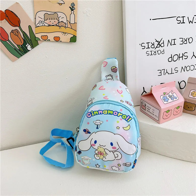 Sanrio Bag Cinnamoroll Bag Cartoon Shoulder Handbag Kuromi Kawaii Hello Kitty Chest Bags Kid Travel Backpack Crossbody Girl Gift