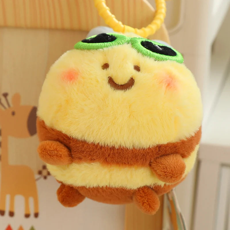 9CM Cute Bee Doll Pendant Stuffed Plush Animal Kids Toys Cartoon Bag Decoration Creative Lovely Girls Birthday Gifts Home Decor