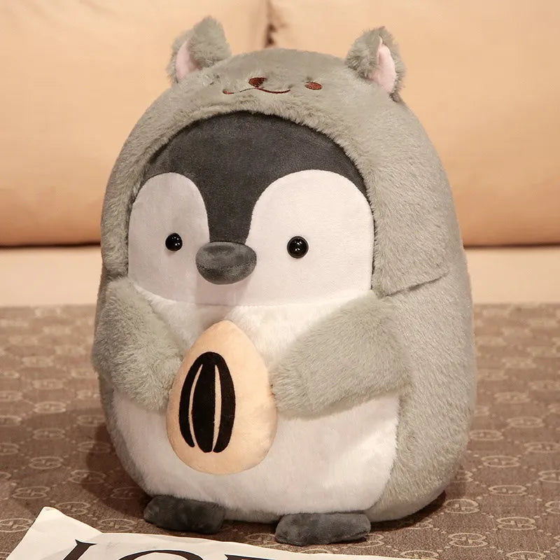 25cm-45cm New Big Cute Penguin With Melon Seeds Plush Doll Cartoon Animal Plush Toys Kawaii Anime Hamster Hat Gift For Girls