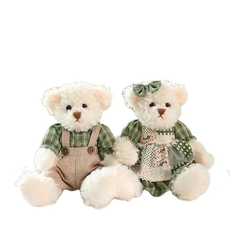 2pcs/lot 26cm Kawaii Couple Teddy Bear Peluche Toys Kawaii Dress Bear Dolls Stuffed Soft Toy for Girls Baby Girlfriend Gift