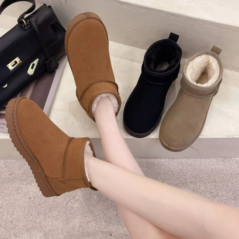 Snow Boots Women's Short Tube Thickened Cotton Shoes Non-slip Winter New Shoes Student Women's Shoes 2022 Black Boots