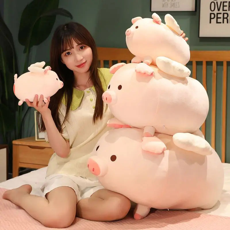 23cm-75cm Kawaii Wing Animal Pillow Soft High Quality Pink Piggy Soft Cute Stuffed Plush For Children Boys Birthday Gift