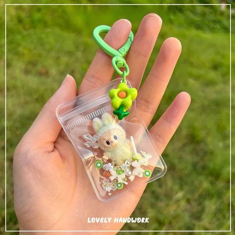 New Erchuang Plush Mini Labubu Rubble Vinyl Cute Grain Baby Walk Bag Mobile Pendant Cute Keychain Gift