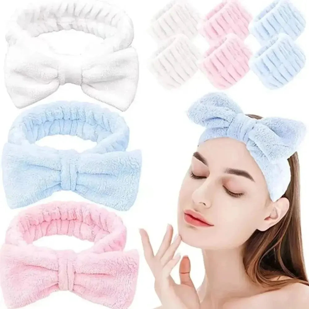 3PCS Plush Wash Face Wristband for Women Hair Tie Makeup Mask Moisture Proof Sleeve Cover Girls Running Sport Wrist Sweatband