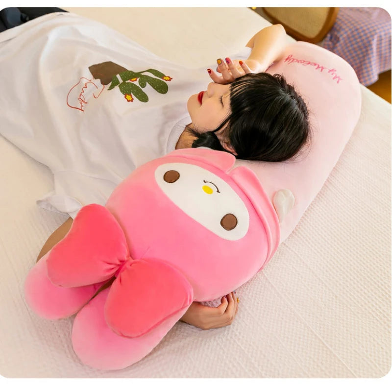 MINISO 60CM Sanrio Plush Kuromi Long Pillow Plush Toys Kawaii Soft Comfortable Cushion Cartoon Kids Girls Sleeping Gifts