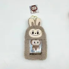 1pc Cartoon Plush Keychain Cloth Purse Photo Card Bag Plush Small Wallet Bank Card Storage Bag Keyring