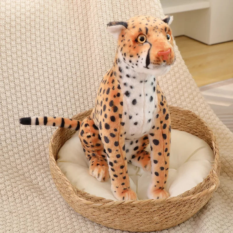 34-66CM Simulation Sitting Cheetah Plush Toy Skin Friendly Plush Stuffed Wild Animal Doll Photography Props Home Decoration