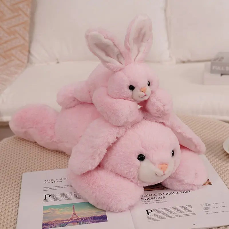 1PC 35-75CM Kawaii Pink Lying Down Rabbit Plush Toys Lovely Fluffy Bunny Plush Pillow Stuffed Soft Toy Nice Birthday Xmas Gift