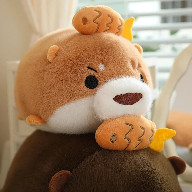 Fluffy Cartoon Otter Plush Toys Baby Kids Cute Lovely Bank Beaver Soft Stuffed Dolls For Christmas Holiday Birthday Gift