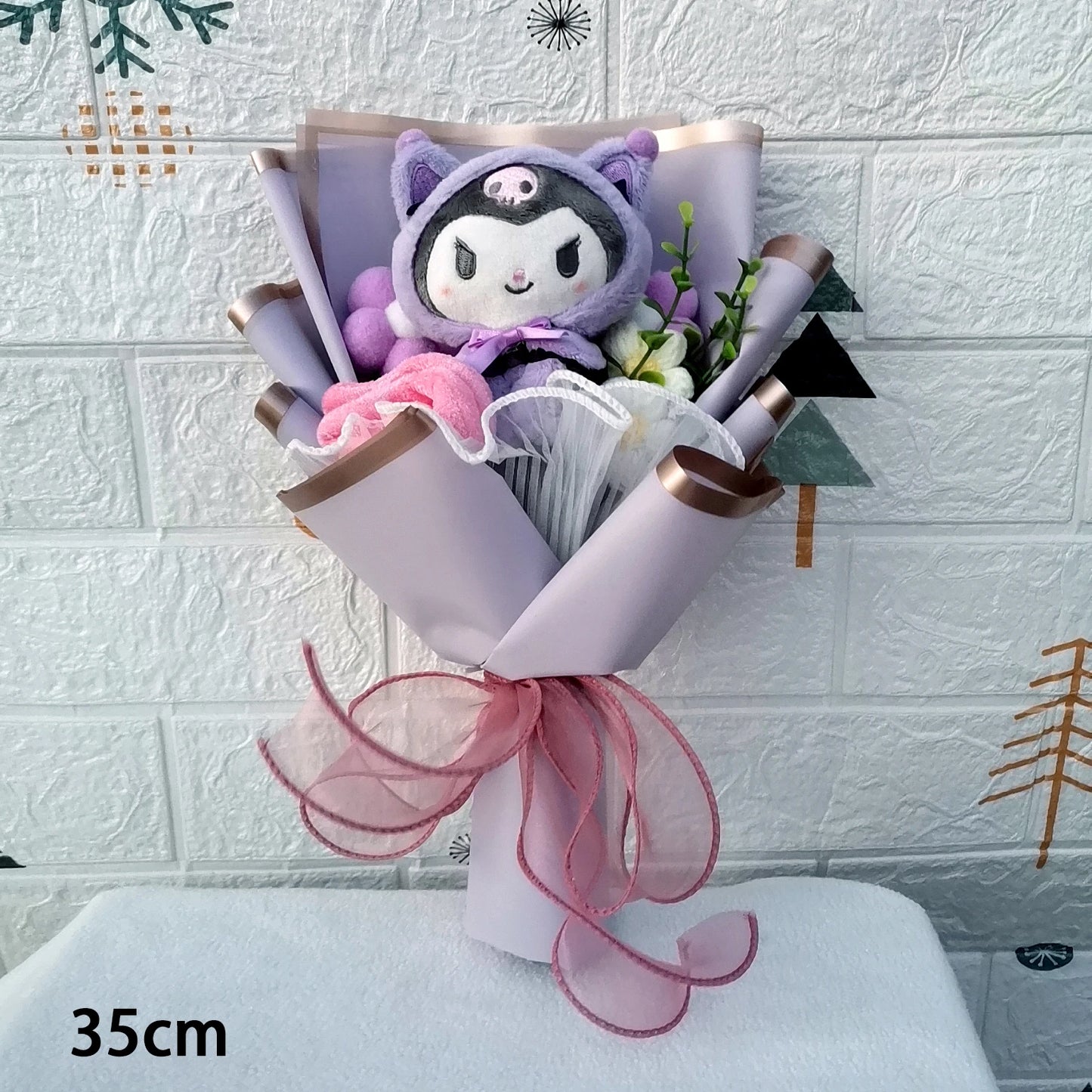 Cartoon Kuromi Hello Kitty Cinnamoroll  Plush Bouquet Rose Wedding Party Decoration Valentine's Day Christmas Birthday Gift