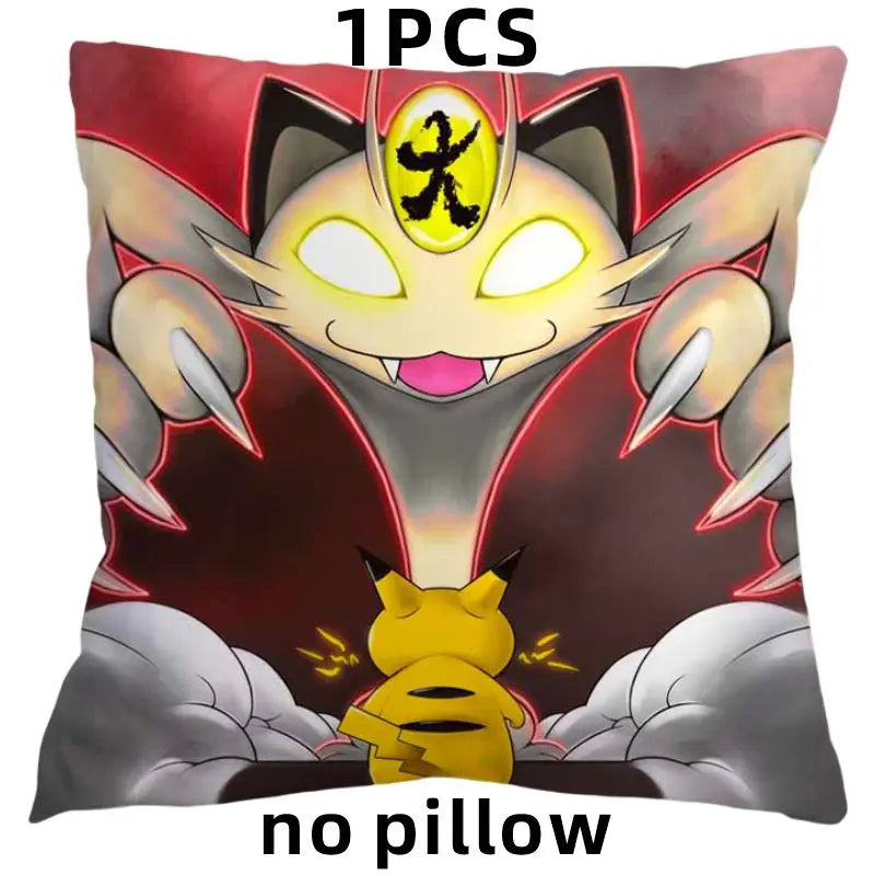 45X45CM Pokémon Pikachu Eevee Anime Short Plush Cute Cartoon Pillowcase Home Sofa Office Cushion Pillow Cushion Cover Wholesale