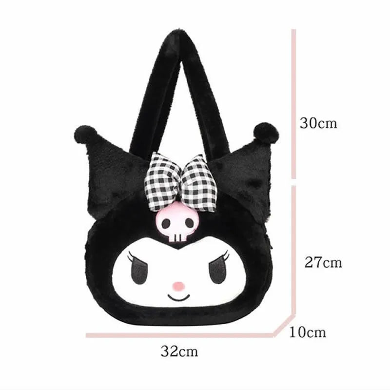 Cute Sanrio Kuromi Plush Bag Large Handbag Cinnamoroll Kawaii My Melody Backpack Shoulder Bag Tote Girl Makeup Plushie Gift bag