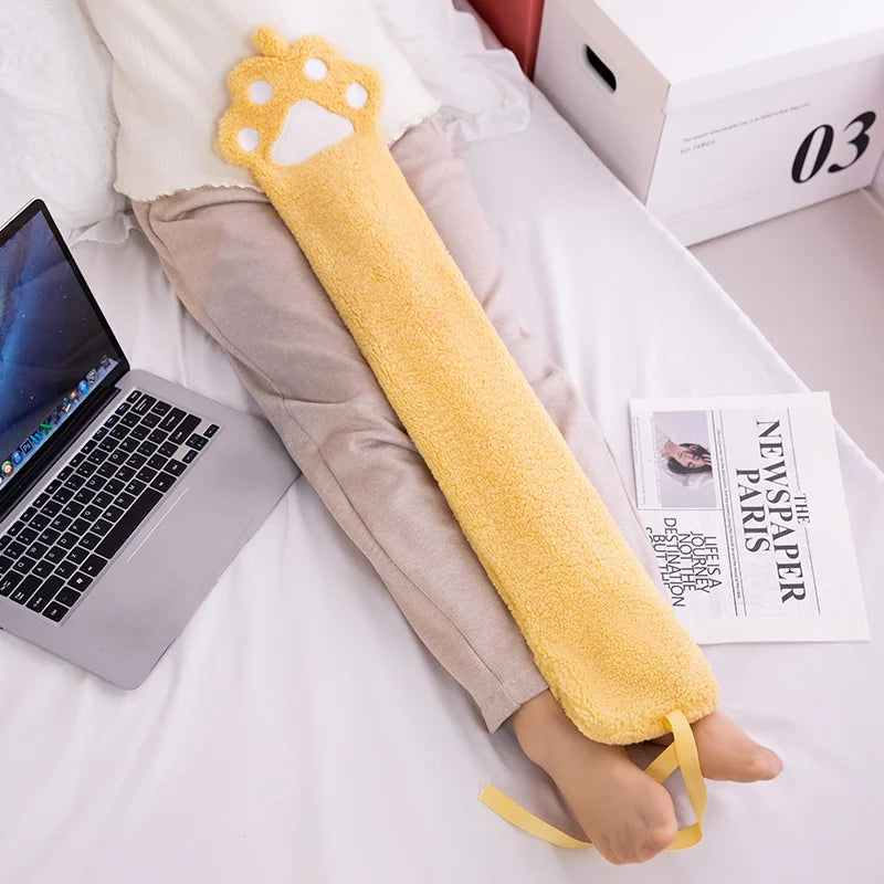 Comfortable Long Cat Paw Hot Water Bag Plush Grey Pink White Paw Warm Winter Sleeping Cuddly Hot Water Bottle Pillow Gifts Girl