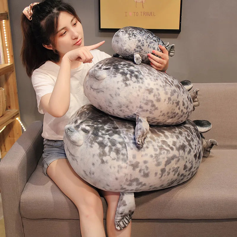 80cm Giant Seal Lifelike Grey Sea Lion Aquatic Animal Plushie - Plushy Mart