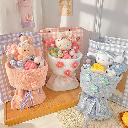 Kawaii Sanrio Cinnamoroll Plush Doll Bouquet - Creative Cute Anime Flower Graduation Gifts - Plushy Mart