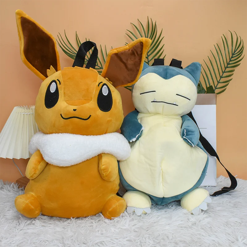 New Pokemon Pikachu Snorlax Eevee Mimikyu Mew Gengar Charizard Piplup Slowking Plush Backpack Toy for Boys Girls Doll Gift