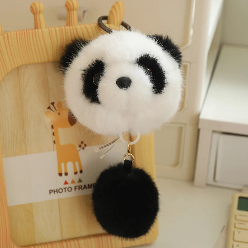 New Cute Cartoon Red Fox/Panda Plush Stuffed Toy Pendant Little Raccoon Soft Animal Doll Keychain Bag Decor Doll Girl Gift ﻿