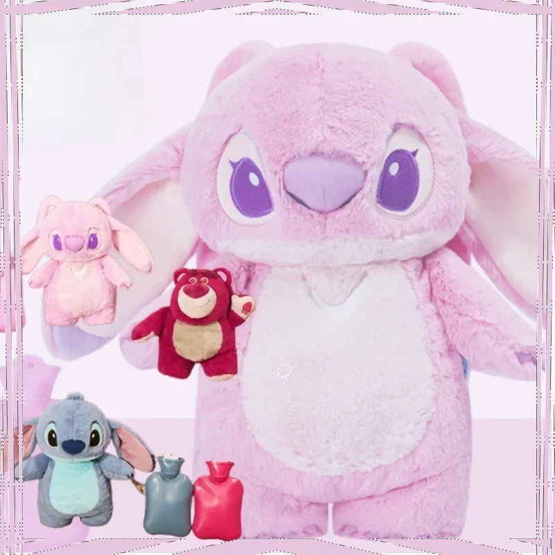 Kawaii Disney Stitch Angel Lotso Plush Hand Warm Bottle Hot Water Bottles  Winter Portable Warm Hand Bag Anime Toys Xmas Gifts