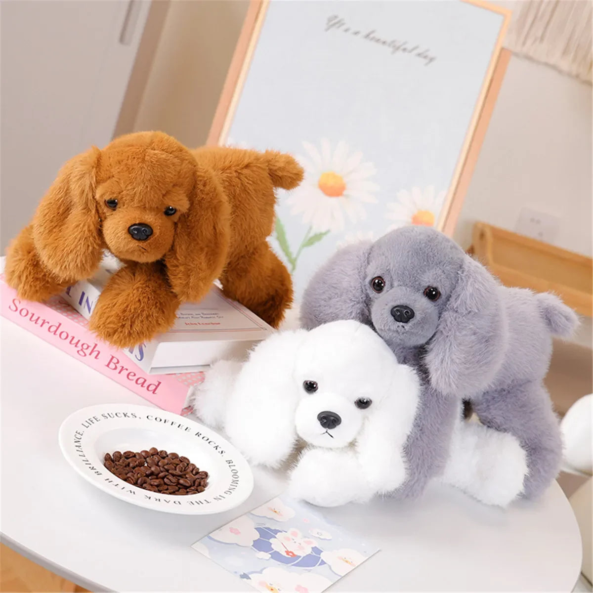 30cm Creative Realistic  Dog Lucky Simulation Dog Poodle Plush Toys Handmade Realistic Figure Toy Plush Stuffed Animals