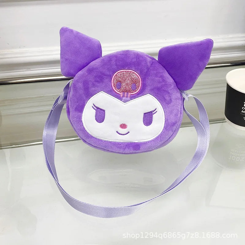 Kawaii Sanrio Plush Bag Kuromi Backpack Cinnamoroll Shoulder Bag Tote Makeup Cartoon My Melody Plushie Large Handbag Gift Girls