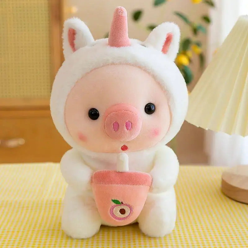 Bubble Pig Plush Toy Stuffed Animal Bunny Frog Unicorn Tiger Pillow Cup Milk Tea Boba Plushies Doll Birthday Gift Cuddly Baby