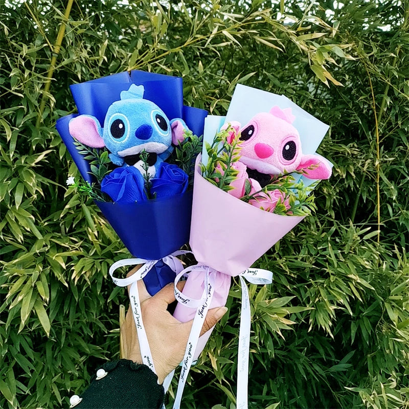 Anime Lilo and Stitch Graduation Bouquet Cartoon Stuffed Plush Doll Toy Animals Valentine's Day Christmas Birthday Party Gifts