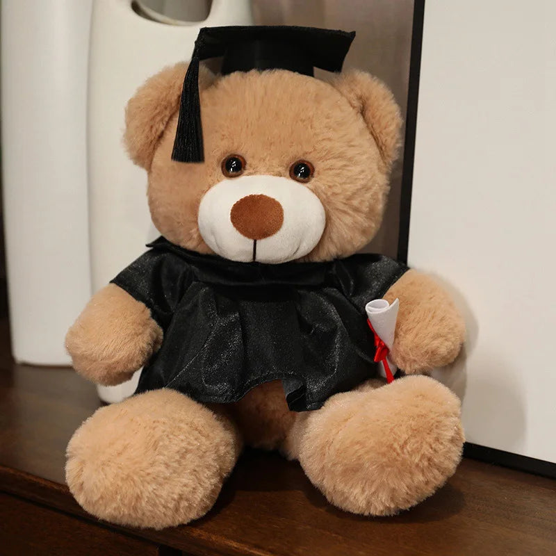 33cm High Quality Cute Graduate Dr. Bear Plush Toy Stuffed Teddy Bear Kawaii Toys for Kids Student Funny Graduation Gift