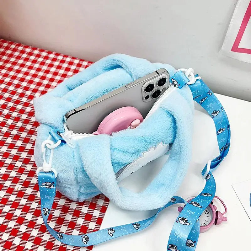 Kawaii Sanrio Plush Bag Kuromi Cinnamoroll Shoulder Ba Anime Plushies Handbag My Melody Messenger Backpack Phone Storage Gifts