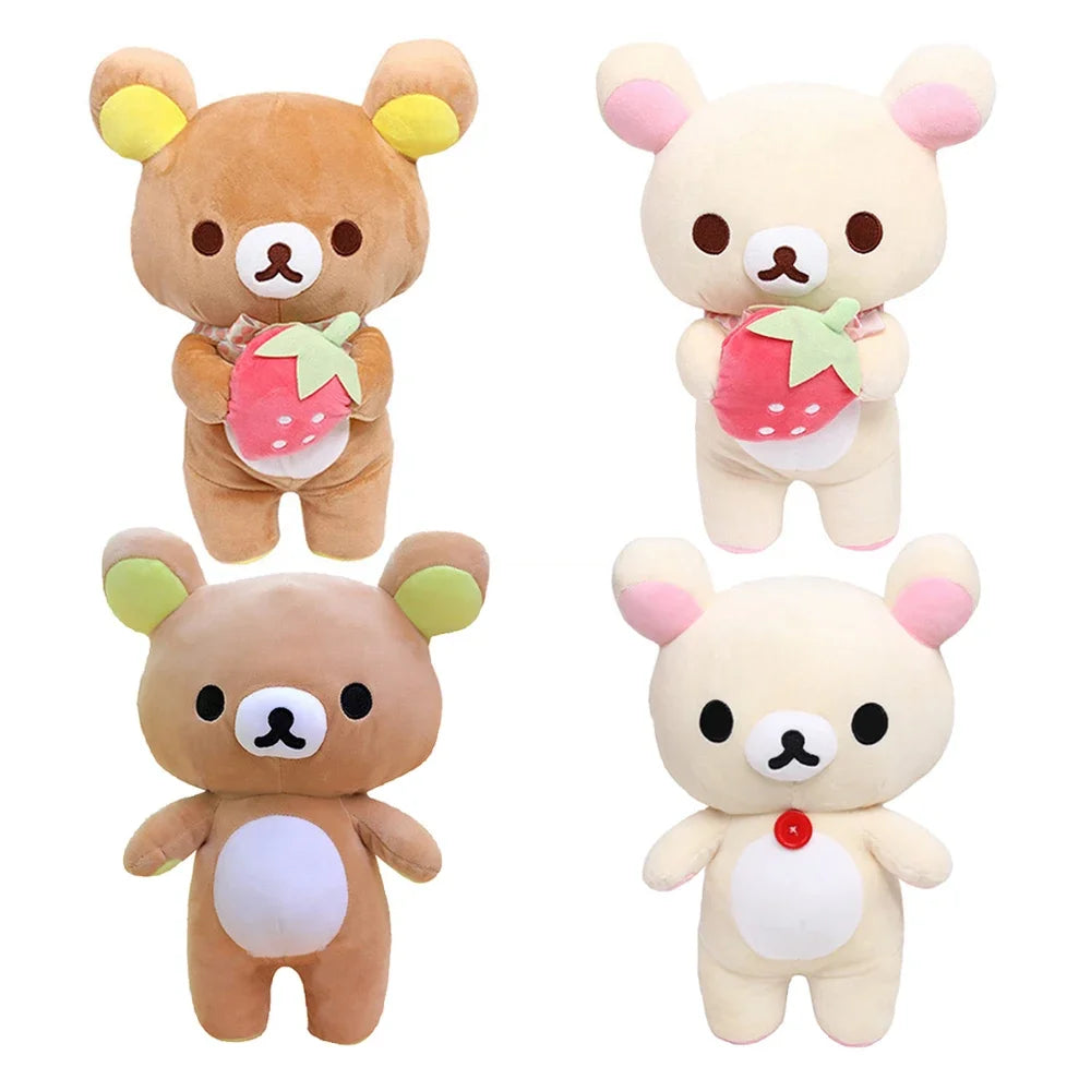 Strawberry Rilakkuma Plush Kawaii Anime Brown Bear Pelcuhe Teddy bear Stuffed Doll Cute Couple Toys Present Birthday Gifts