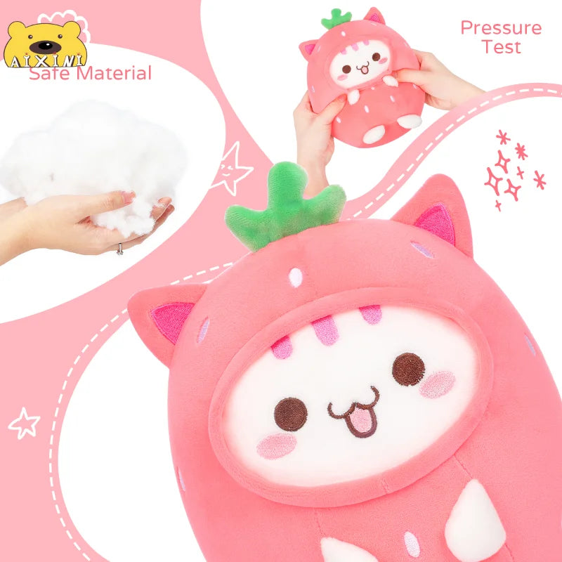 AIXINI 10 Style Strawberry White Cat Squishy Plush Pillow