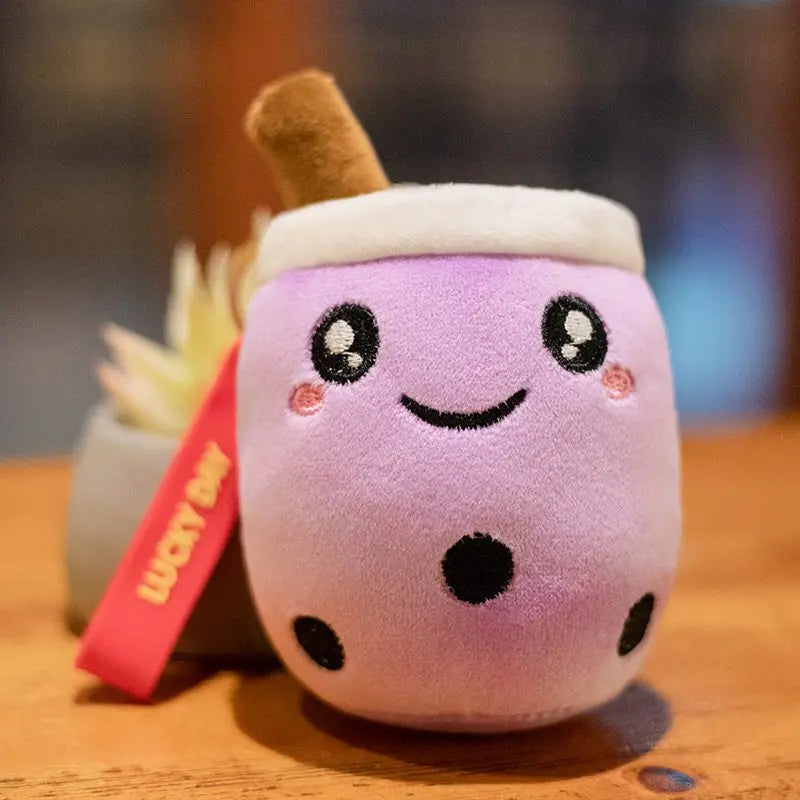 10cm Kawaii Bubble Anime Tea Cup Keychain Soft Plush Toy Stuffed Boba Doll Lovely Backpack Decoration Best Gift for Girls Kids