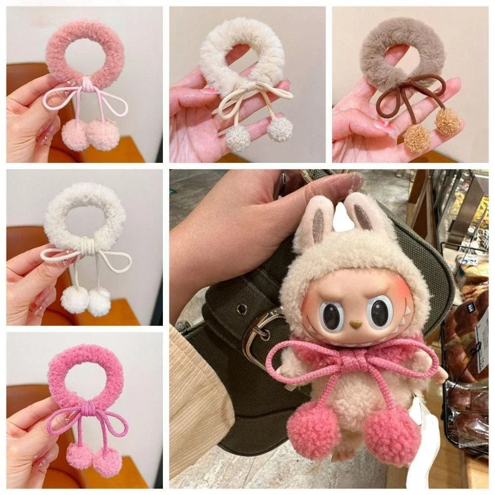 For 17cm Labubu Doll outfit Hairband Ponytail Hairband Scarf Cartoon Kawaii Creative Doll Accessories