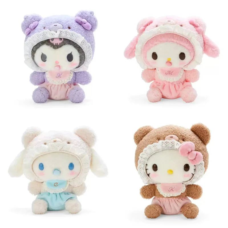 20CM Sanrio Kawali Kuromi Hello Kitty My Melody Cinnamoroll Pillow Plush Toys Plushie Keychain Stuffed Doll Pendant for Kid Gift