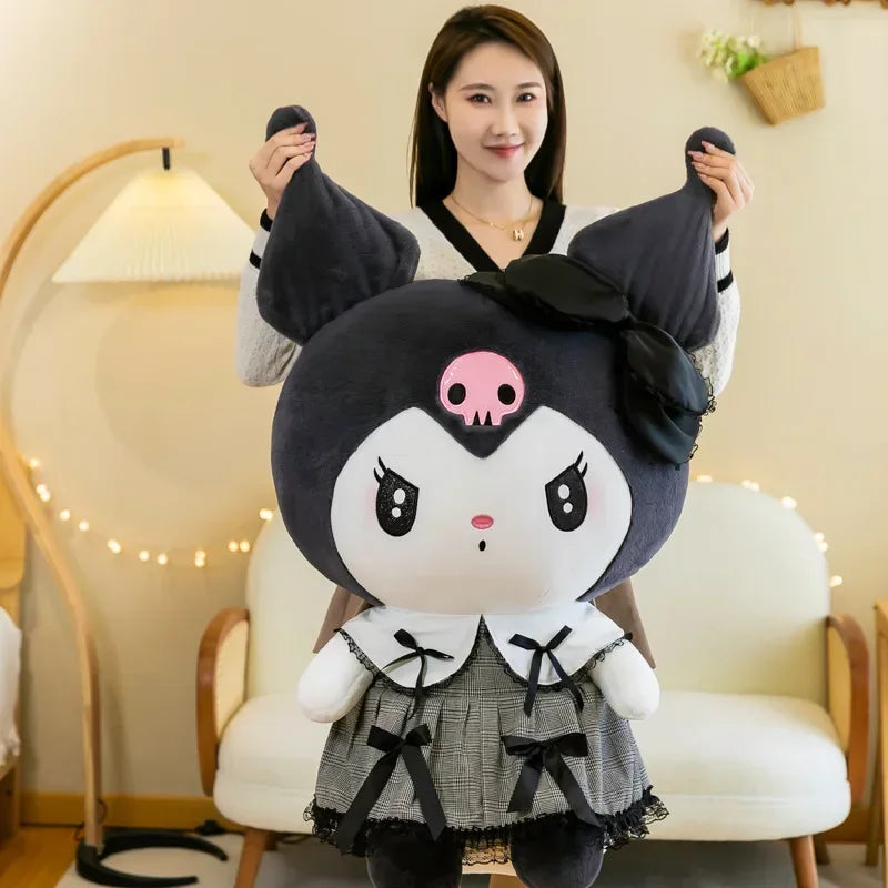 100CM Super Big Size New Sanrio Dark Kuromi Plush Toy Doll Cute Skirt My Melody Cartoon Stuffed Animal Home Decor Girls Gift