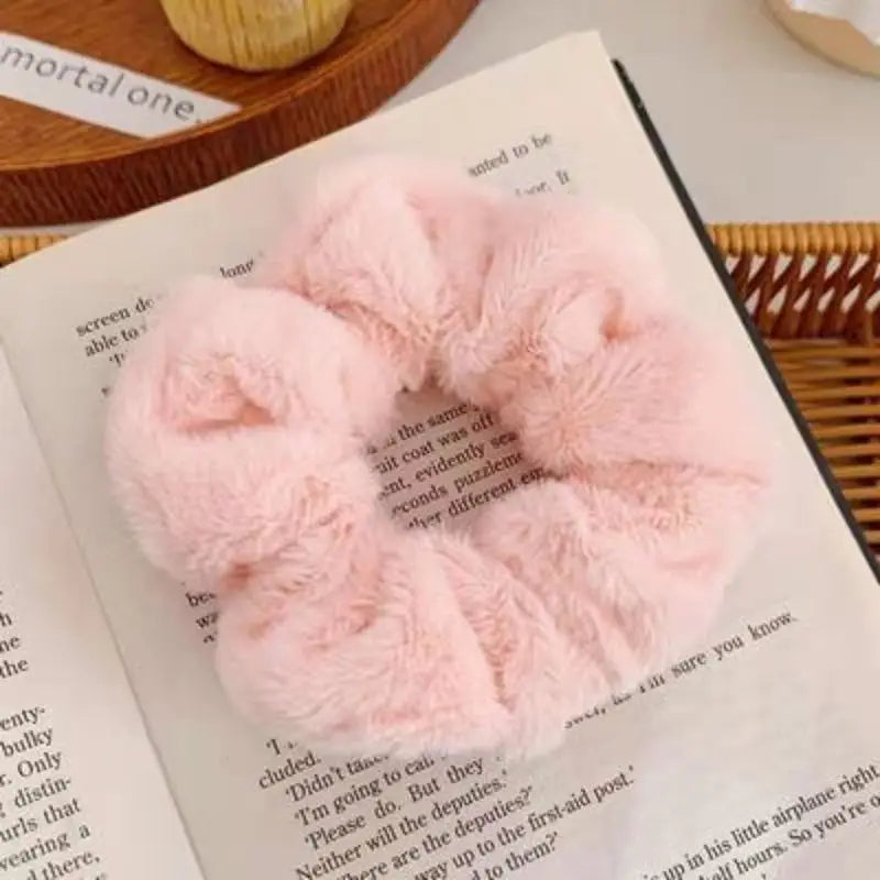 Fashion Soft Hair Scrunchies Women Girls Cute Plush Elastic Hair Rope Rubber Band Ponytail Holder Headband Hair Accessories