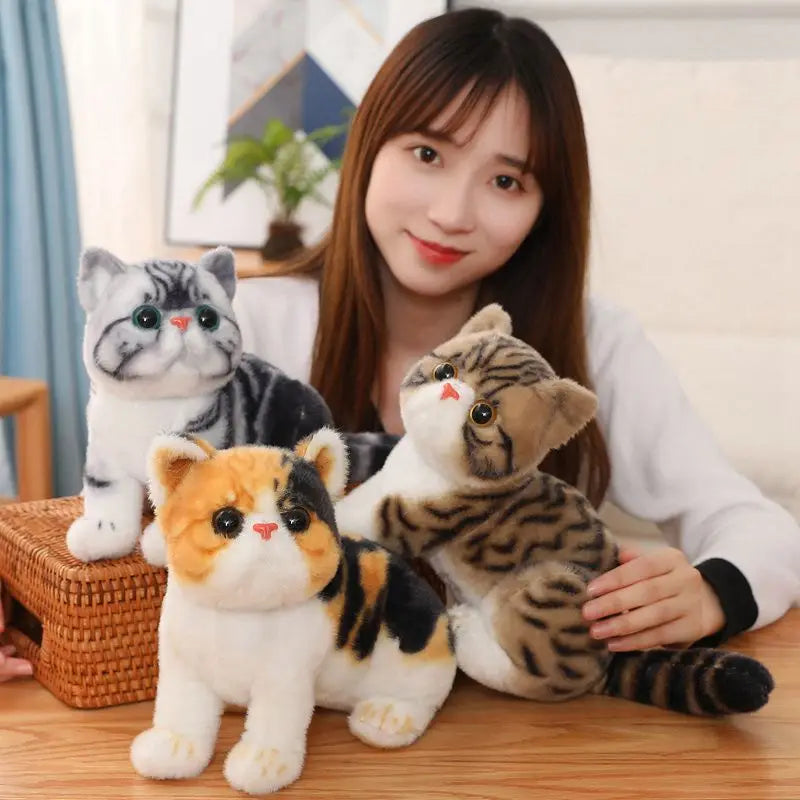 26cm Stuffed Lifelike Cats Plush Toy Simulation American Shorthair Cute Cat Doll Pet Toys Home Decor Gift For Girls Birthday