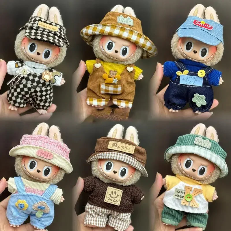 Mini Plush Doll'S Clothes Outfit Accessories For Korea Kpop Exo 15-17cm Labubu Idol V1 V2 Overalls set Clothing Gift