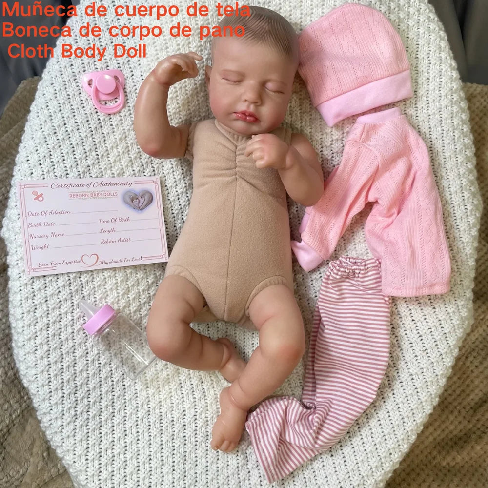 MRB 20 Inch Lifelike Painted Reborn Baby Dolls LouLou 3D Skin Lifelike Baby Girl Vinyl Newborn Dolls Toy Figure Christmas Gift