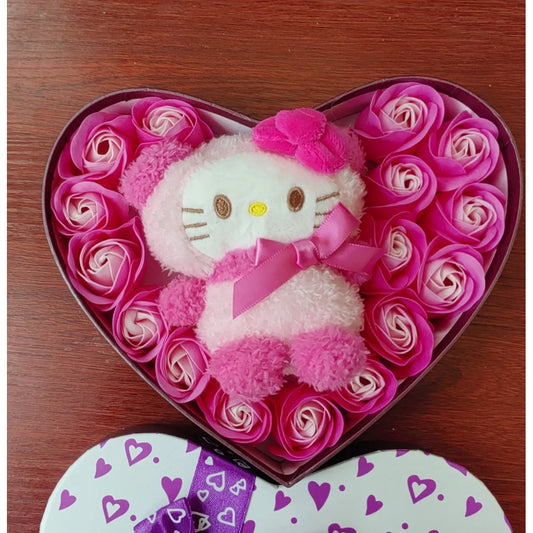 sanrio Cartoon Hello Kitty Plush Doll Toys Rose Bouquet Gift Box Kuromi Soaps Flower Bouquet Valentine Girl Gift Home Decoration