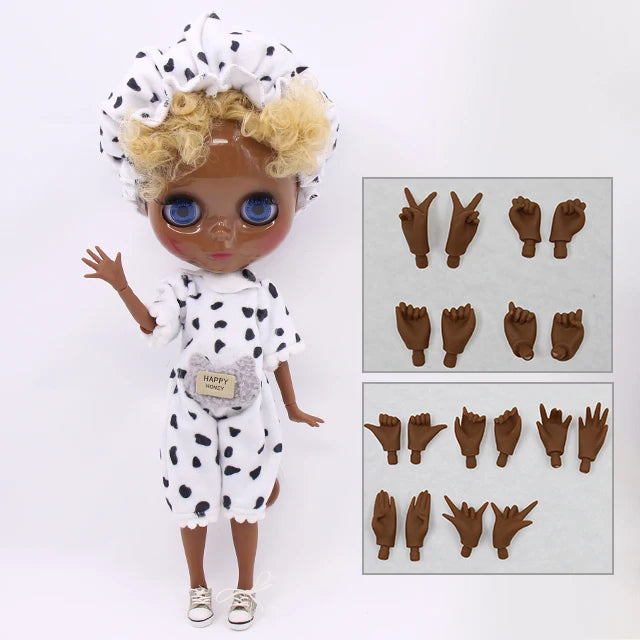 ICY DBS Blyth doll 1/6 bjd toy joint body dark skin afro hair 30cm doll  anime girls