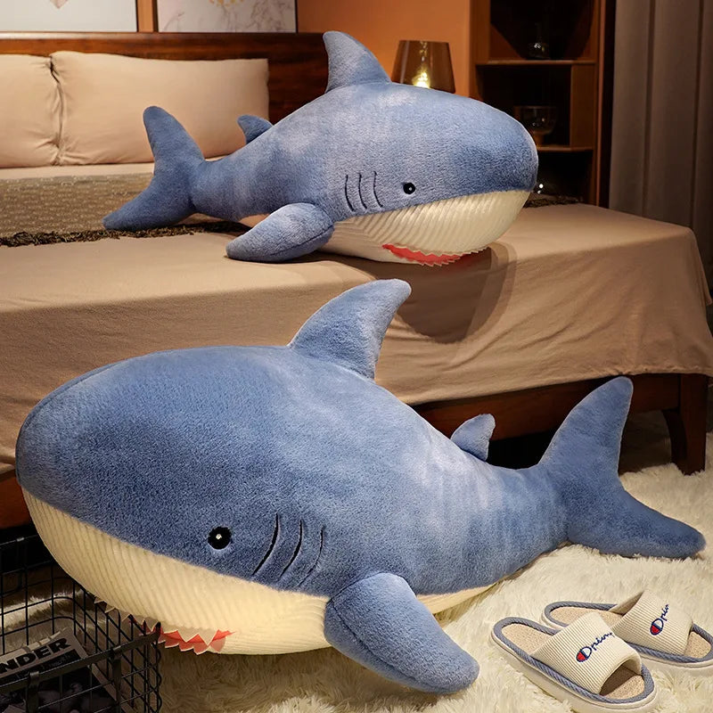 60-120cm Kawaii Giant Stuffed Animal Shark Big Plush Toy Large Super Soft Whale Doll Long Sleeping Pillow Festival Gift for Girl