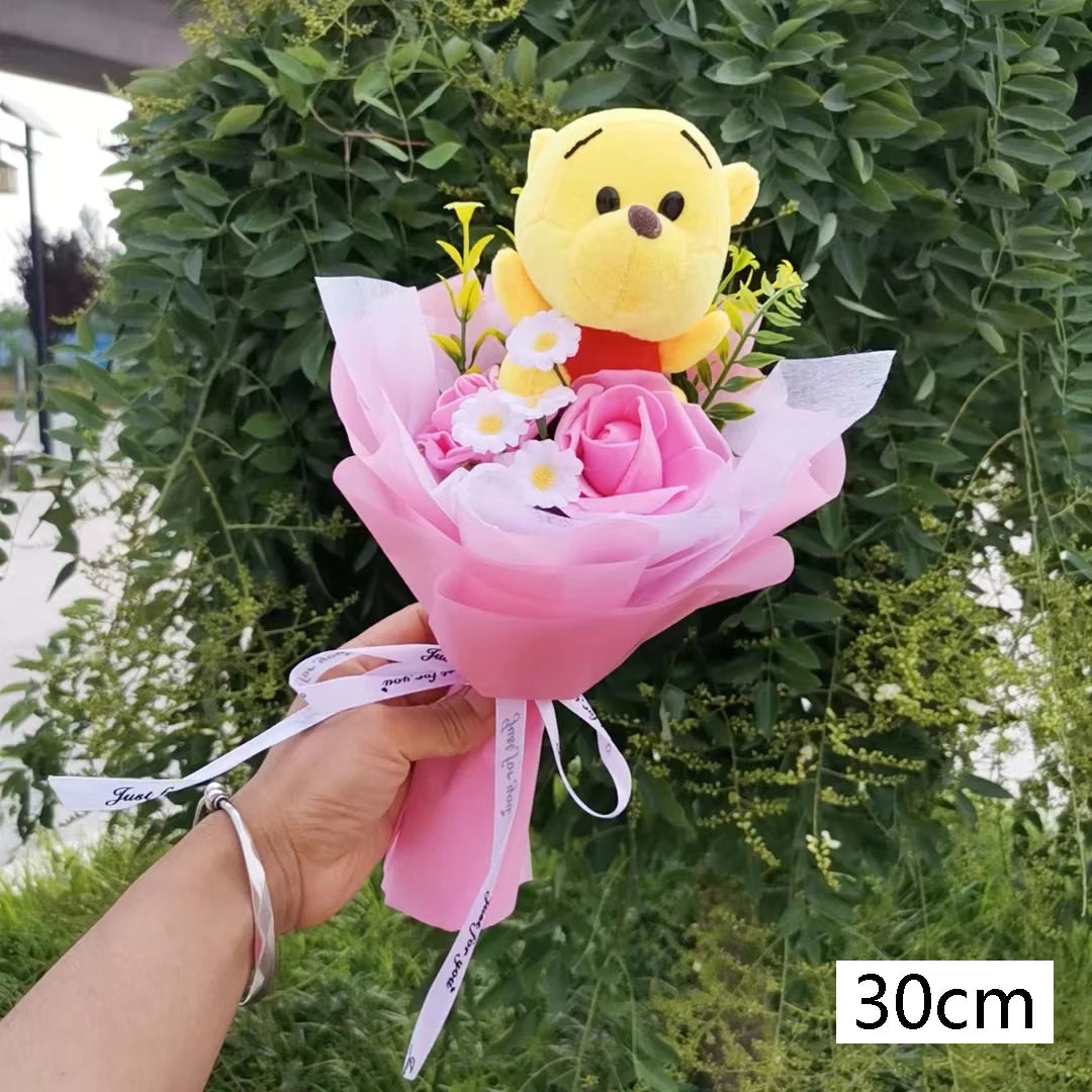 Winnie the Pooh Bear Tiger Pig Plush Bouquet Anime Cartoon Decoration Kids Birthday Gift Valentine's Day Gift For Women