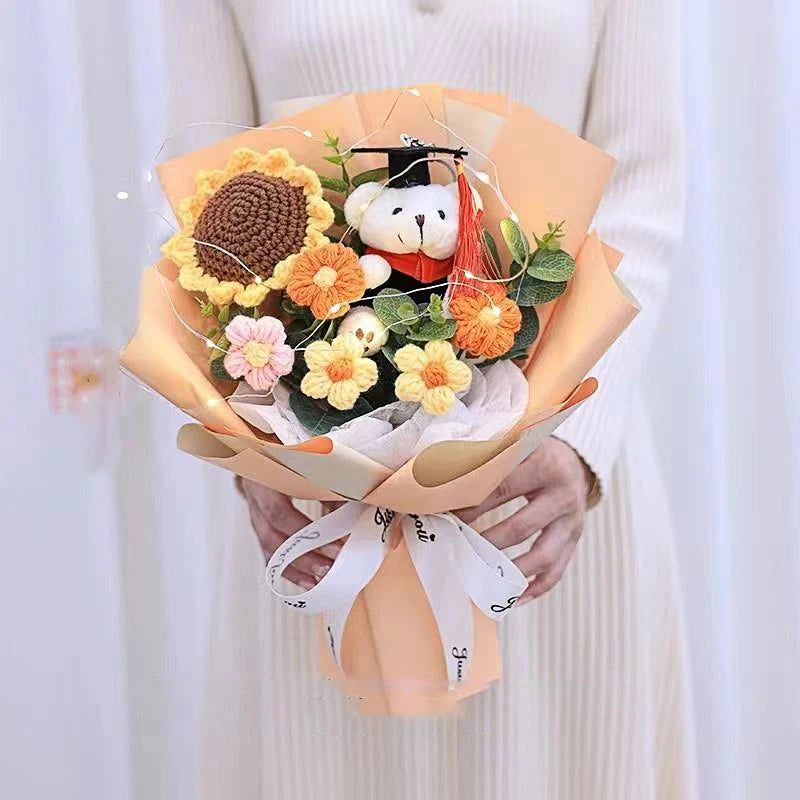 Cute Teddy Bear Plush Graduation Flower Bouquet Stuffed Toy Animal Cartoon Creative Birthday Valentine's Day Christmas Gifts