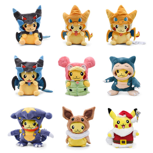 Cos Eevee Pikachu Cosplay Plush Toys Pikachu Peluche Lucario Stuffed Animal Doll Collectible Gift,Cartoon 20-30CM