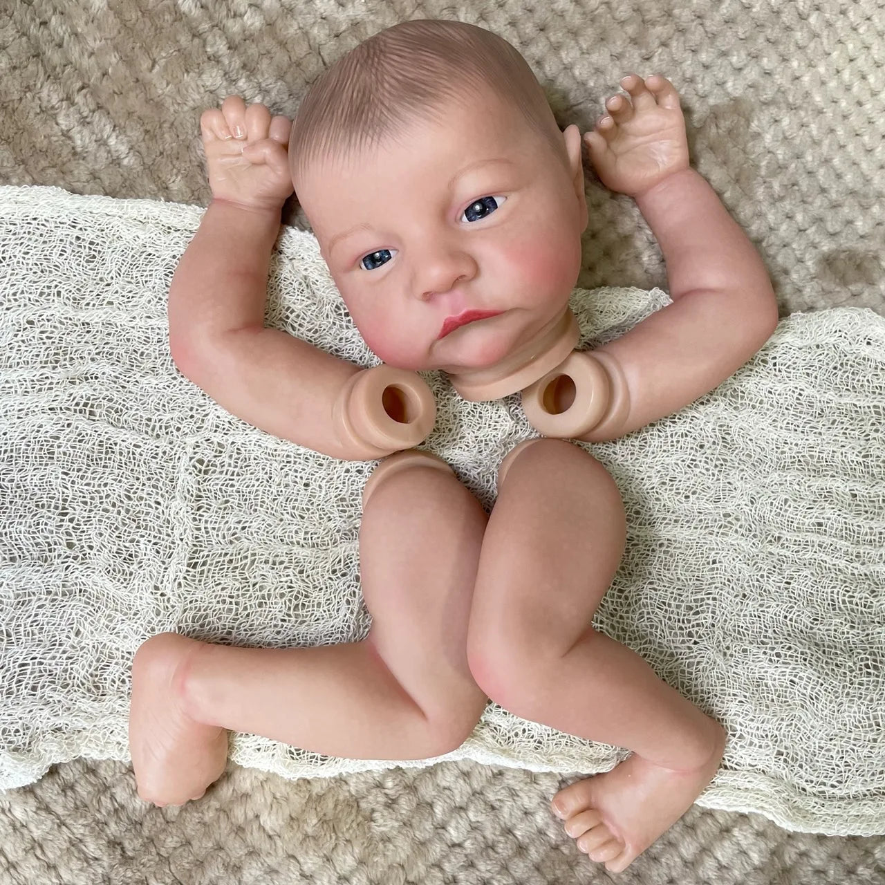 19Inch Already Painted Reborn Doll Kit Levi Awake 3D Painted Skin High Quality Unassembled Handmade Reborn Baby Doll Parts